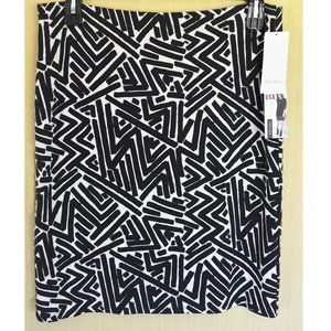 Karen Kane Black/White Stretch Knit Pencil Skirt, Size L, NEW NWT MSRP $78